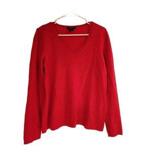Ann Taylor 100% cashmere red sweater womens Large  v neck fall style